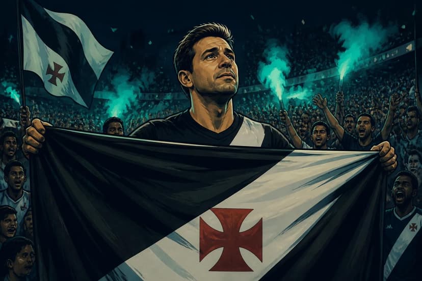 Torcida do Vasco homenageia Marcos Lamacchia com faixa em São Januário