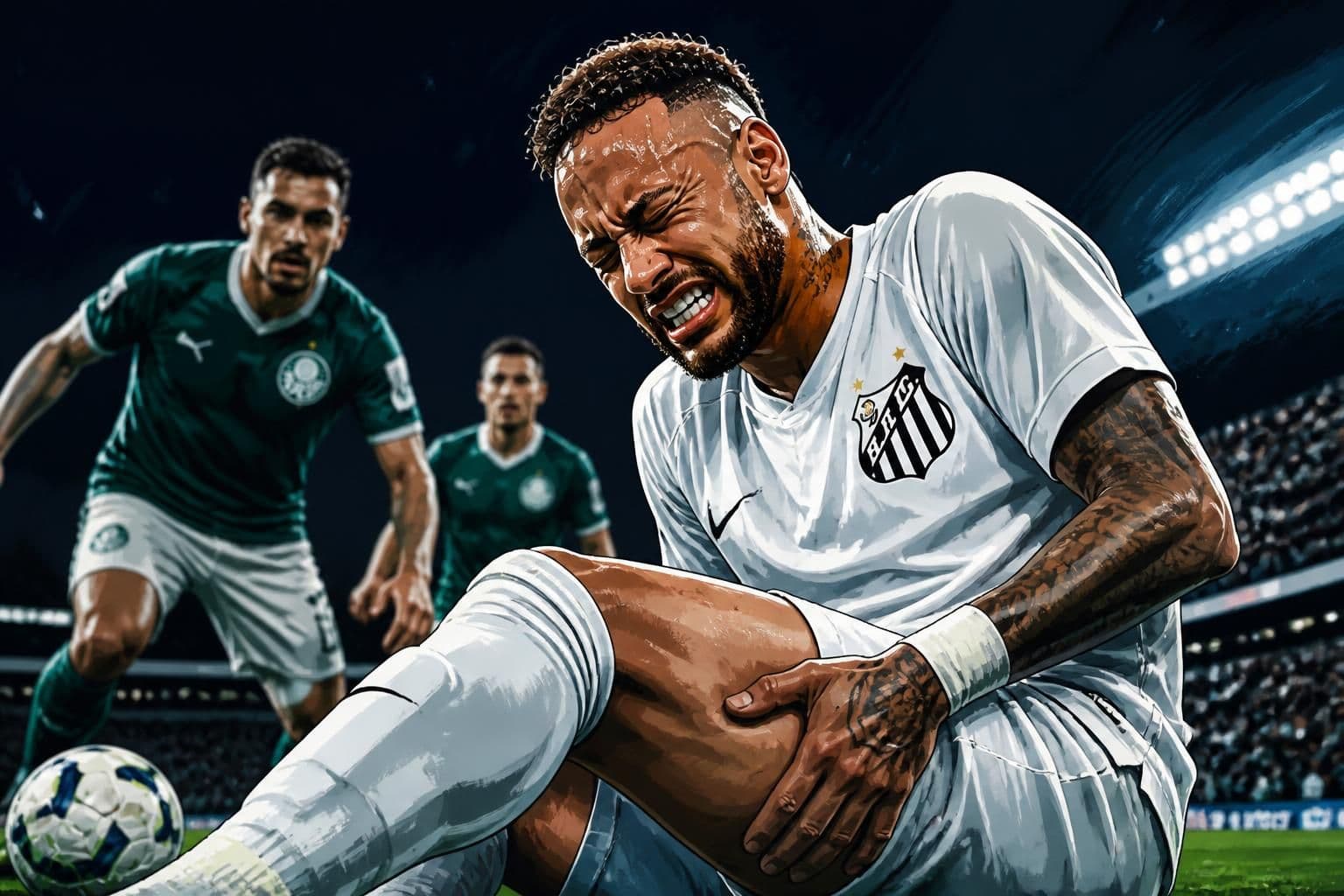 Neymar lesão reto femoral Santos Palmeiras Copa do Brasil